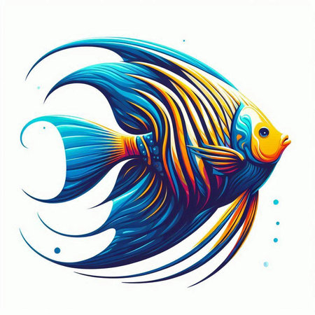 colorful vector illustration of a tropical fish on a white background.のイラスト素材