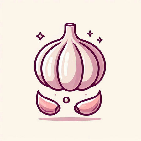 Garlic vector illustration. Hand drawn cartoon style. Isolated on white background.のイラスト素材