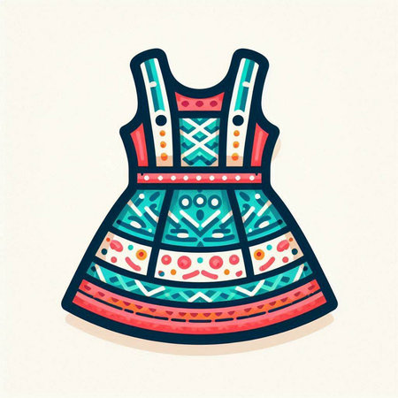 Illustration of a beautiful dress with a pattern. Vector illustration.のイラスト素材
