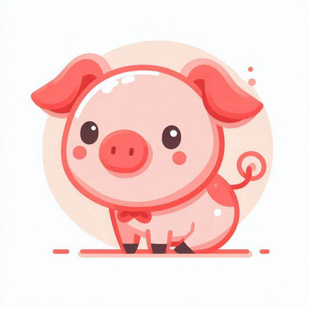 Cute cartoon pig. Vector illustration isolated on a white background.のイラスト素材
