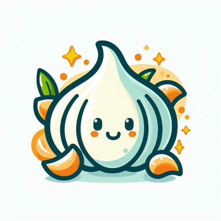 Cute Garlic icon. Cute vector illustration of Garlic.のイラスト素材