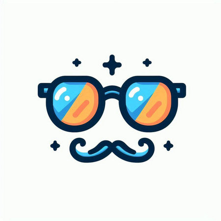 Moustache and Sunglasses Icon. Flat Design Vector Illustrationのイラスト素材