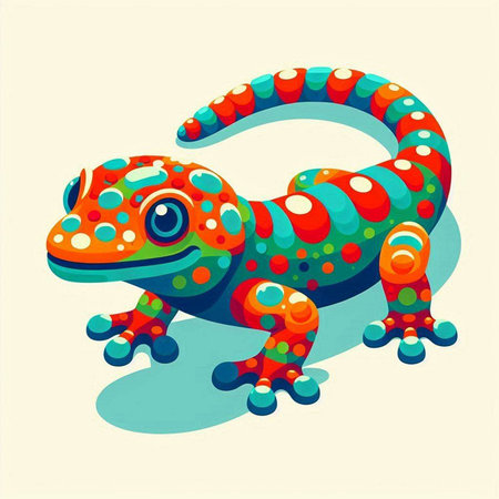 Illustration of a colorful gecko on a light background. Vector illustrationのイラスト素材