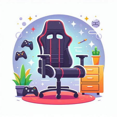 Vector illustration of gaming chair in flat style. Furniture for entertainment.のイラスト素材