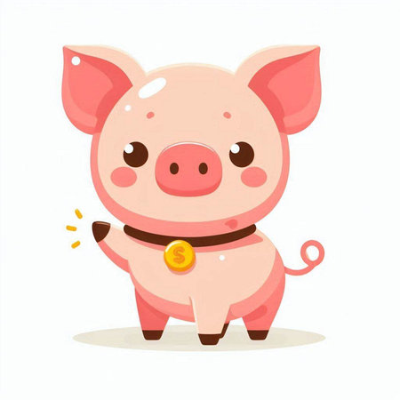 Cute cartoon pig. Vector illustration isolated on a white background.のイラスト素材