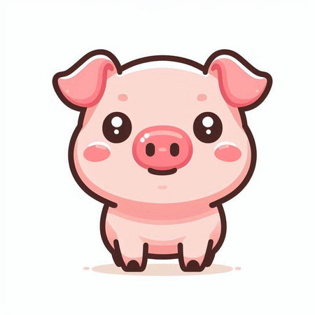 Cute pig on white background. Vector illustration in cartoon style.のイラスト素材