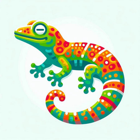Colorful gecko isolated on a white background. Vector illustration.のイラスト素材