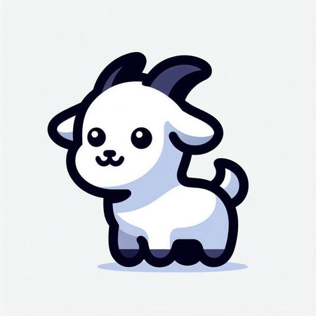 Cute cartoon goat isolated on a white background. Vector illustration.のイラスト素材