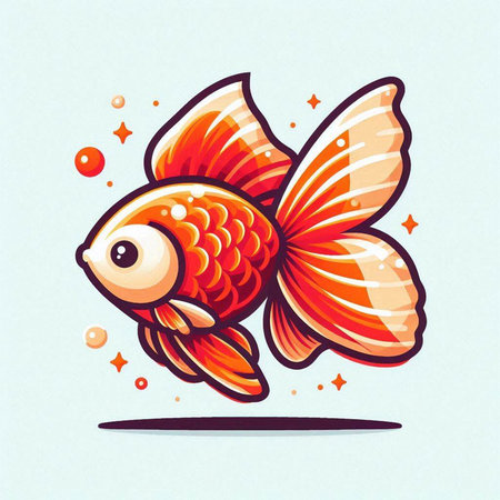 Illustration of a goldfish jumping in the water. Vector illustration.のイラスト素材