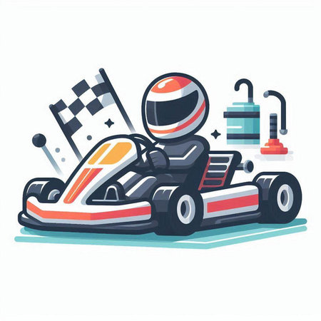 Cartoon karting sport vector illustration. Flat design style.のイラスト素材