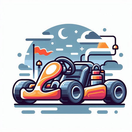 Vector illustration of racing car on the road in the flat style.のイラスト素材