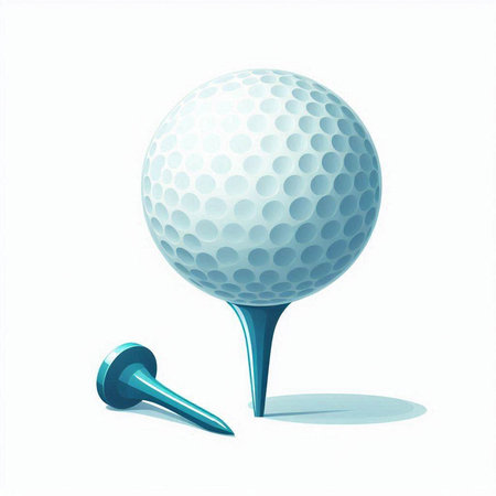 Golf ball on tee, isolated on white background. Vector illustration.のイラスト素材