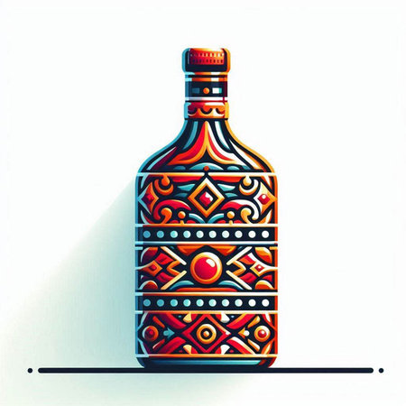 Illustration of a bottle of tequila on a white background.のイラスト素材