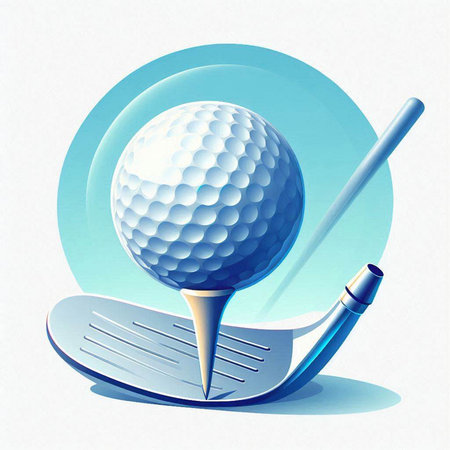 Golf club and ball on a white background. Vector illustration.のイラスト素材