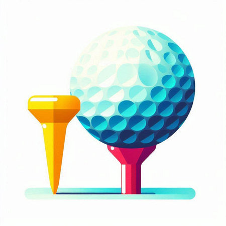 Golf ball and tee on a white background. Vector illustration.のイラスト素材