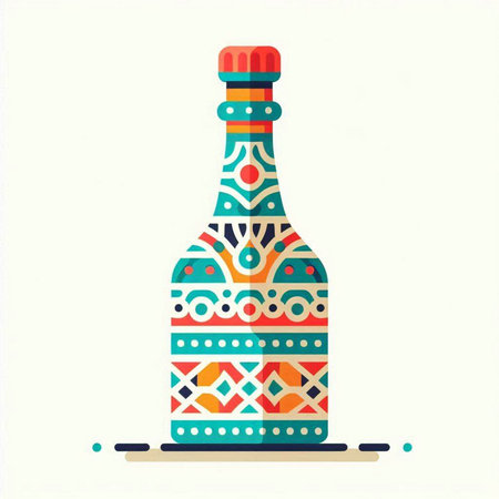 Vector illustration of a bottle with a pattern. Hand-drawn illustration.のイラスト素材