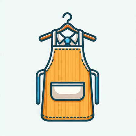 Apron with hanger. Vector illustration in doodle styleのイラスト素材