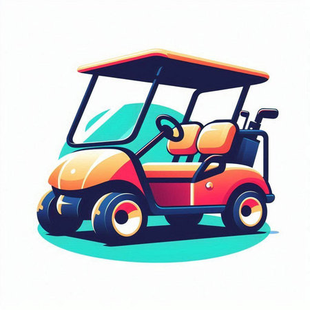 Golf cart on a white background. Vector illustration in cartoon style.のイラスト素材