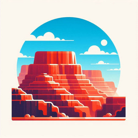 Egyptian pyramids in the desert. Vector illustration in retro styleのイラスト素材