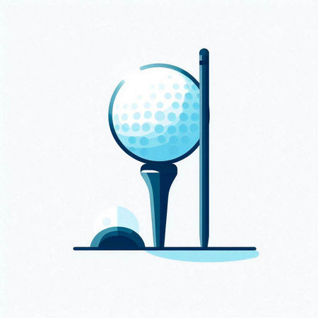 Golf ball on the tee. Vector illustration in flat style.のイラスト素材