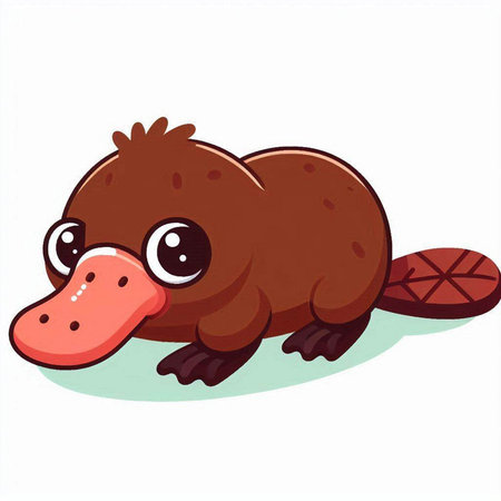 Cute cartoon platypus on white background. Vector illustration.のイラスト素材