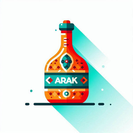 Alcoholic drink in a bottle with a pattern. Vector illustration.のイラスト素材