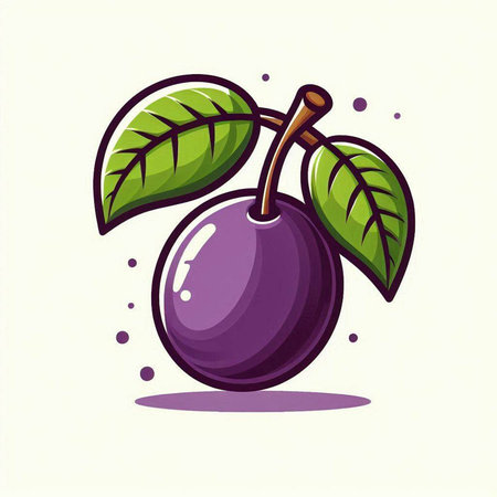 Vector illustration of ripe plum on a white background. Fruit icon.のイラスト素材