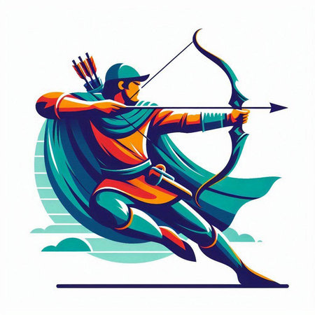 Archer with bow and arrow. Vector illustration of an archer with a bow and arrow.のイラスト素材
