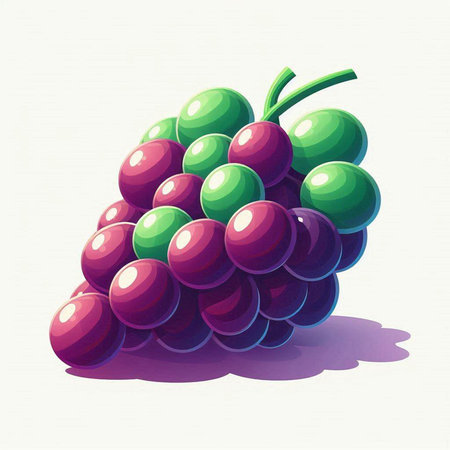 Grapes. Vector illustration of a bunch of grapes on a white background.のイラスト素材