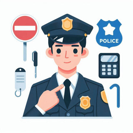 Policeman, police officer, policeman, police officer, police officer, police officer, police officer, police officer, police officer, police officer, police officer, vector illustrationのイラスト素材