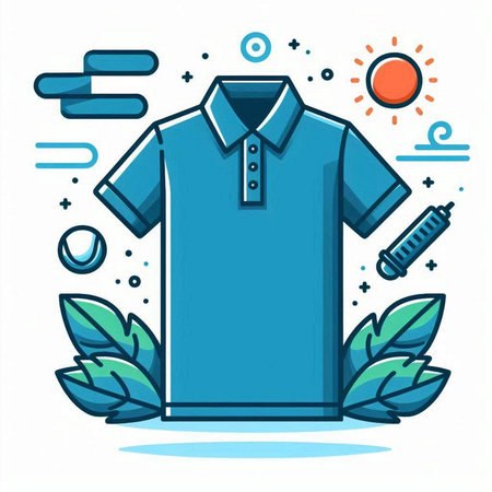 Men's polo shirt in flat line style. Vector illustration.のイラスト素材