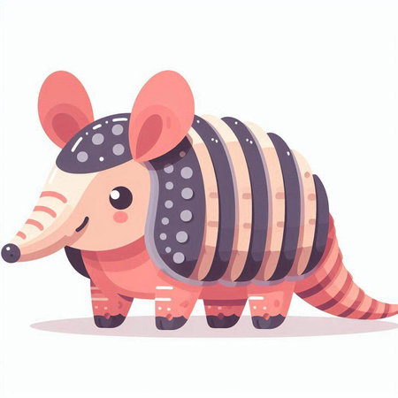 Cute cartoon armadillo. Vector illustration isolated on white background.のイラスト素材