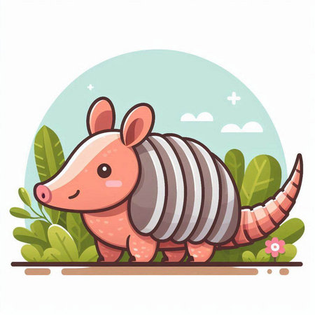 Cute little armadillo. Vector illustration in cartoon style.のイラスト素材