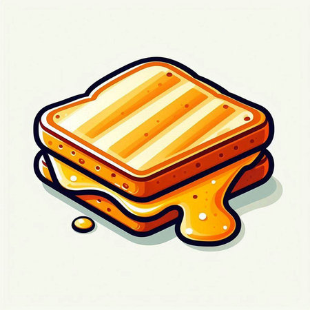 Vector illustration of a sandwich with honey on a white background. Vector illustration.のイラスト素材