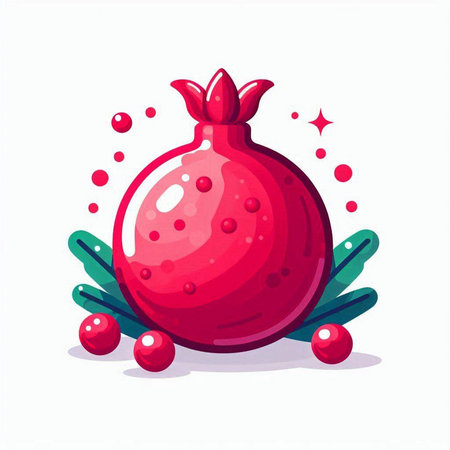 Pomegranate with berries. Vector illustration in cartoon style.のイラスト素材