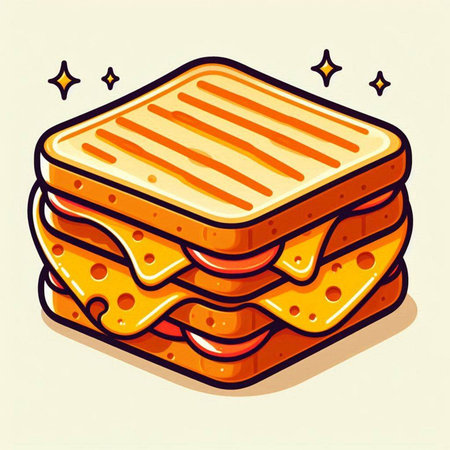Sandwich with cheese. Vector illustration of a sandwich with cheese.のイラスト素材