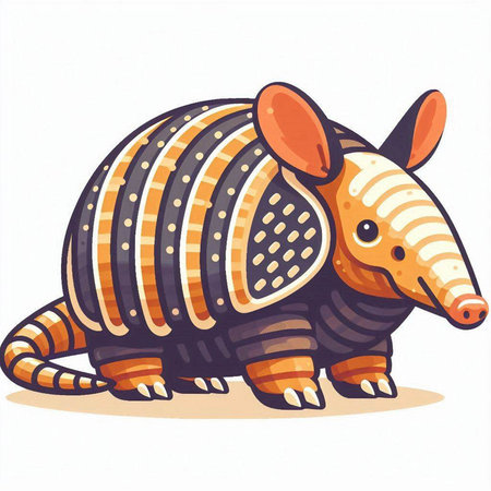 Cartoon armadillo. Vector illustration isolated on white background.のイラスト素材