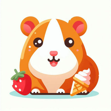 Hamster with ice cream. Cute hamster vector illustration.のイラスト素材