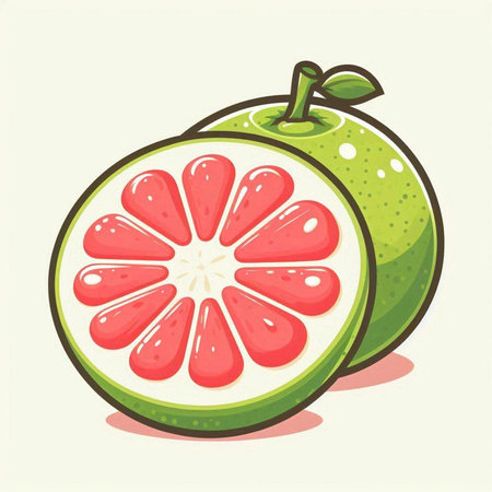 Grapefruit isolated on white background. Vector illustration in cartoon style.のイラスト素材