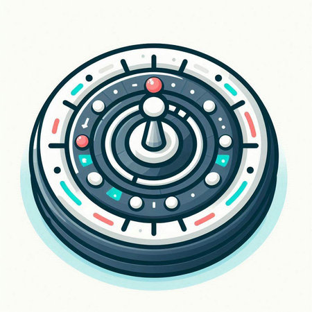 Round control panel with buttons and buttons. Isometric vector illustration.のイラスト素材