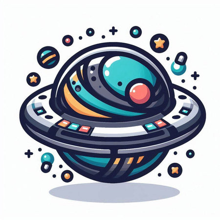 Cartoon planet. Vector illustration of a cartoon planet in space.のイラスト素材