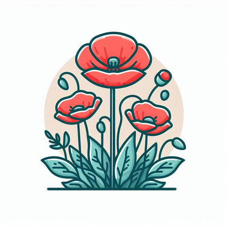 Poppies. Hand drawn vector illustration in doodle style.のイラスト素材