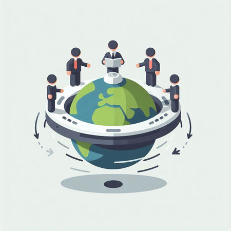 Business people around the world. Teamwork concept. Vector illustration.のイラスト素材