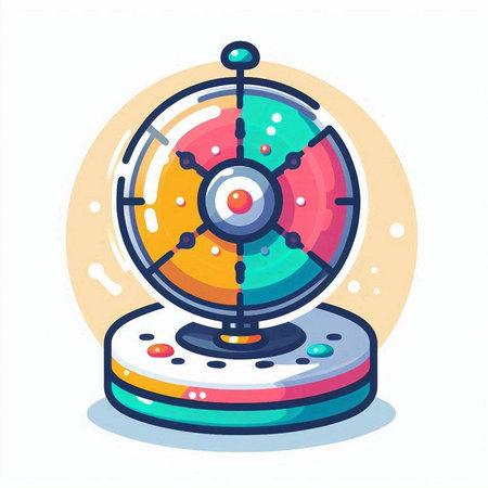 Colorful spinning wheel vector flat illustration, isolated on white background.のイラスト素材