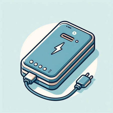 Power bank for charging mobile devices. Vector illustration in flat style.のイラスト素材
