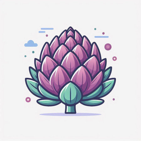 Artichoke flower in flat style. Isolated vector illustration.のイラスト素材