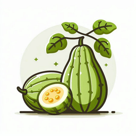 Illustration of a watermelon on a white background, vector illustrationのイラスト素材