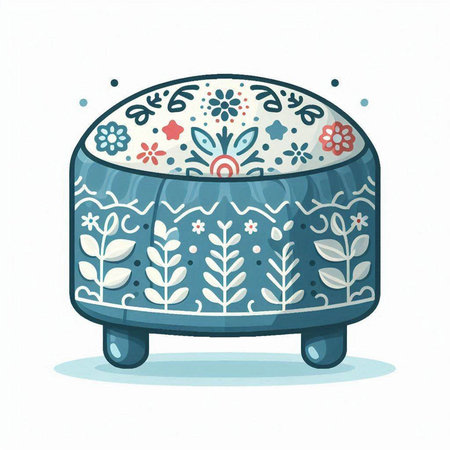 Cute hand drawn vector illustration of a decorative wooden chest with floral ornament.のイラスト素材
