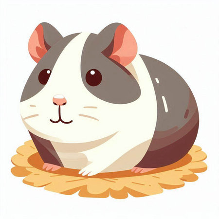 Cute guinea pig on a white background. Vector illustration.のイラスト素材