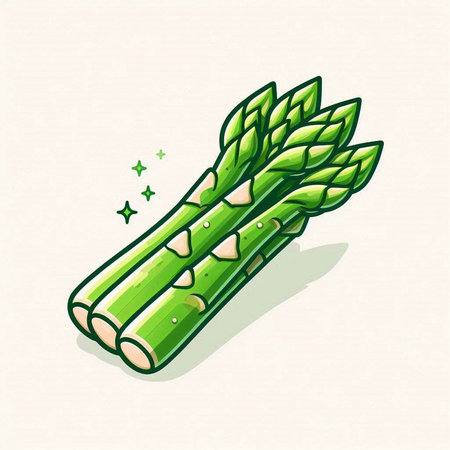 Green asparagus icon. Vector illustration of fresh green asparagus.のイラスト素材